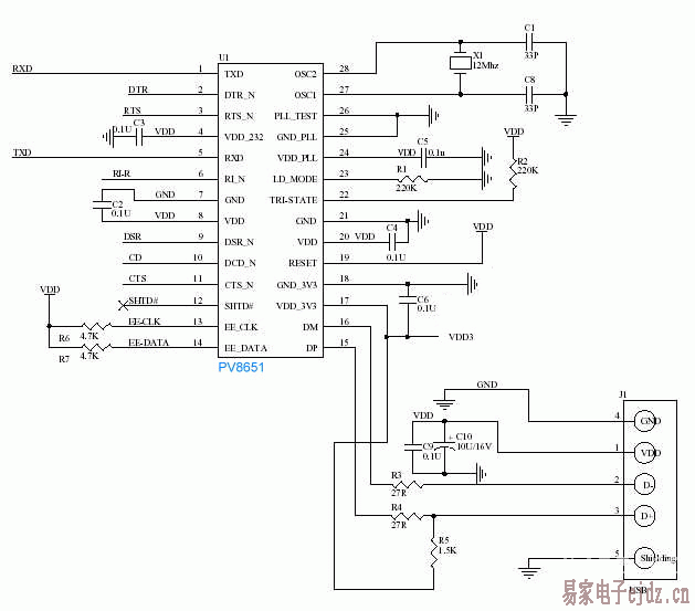 USB转232电路