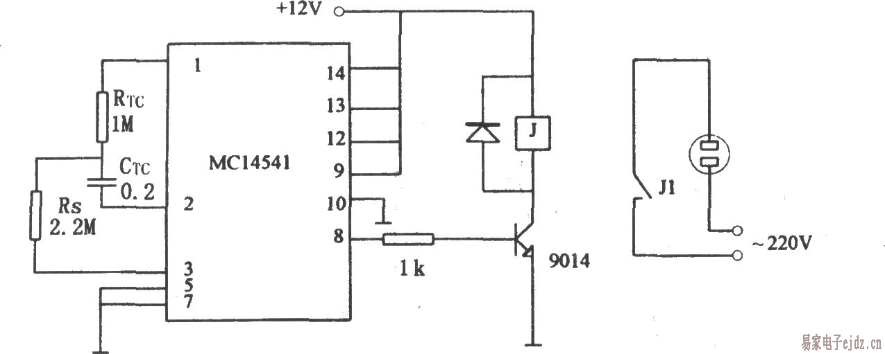 MC14541构成的简单定时器电路