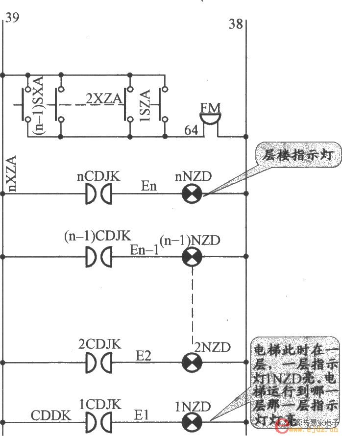 JKH1-771A电梯楼层指示灯电路图