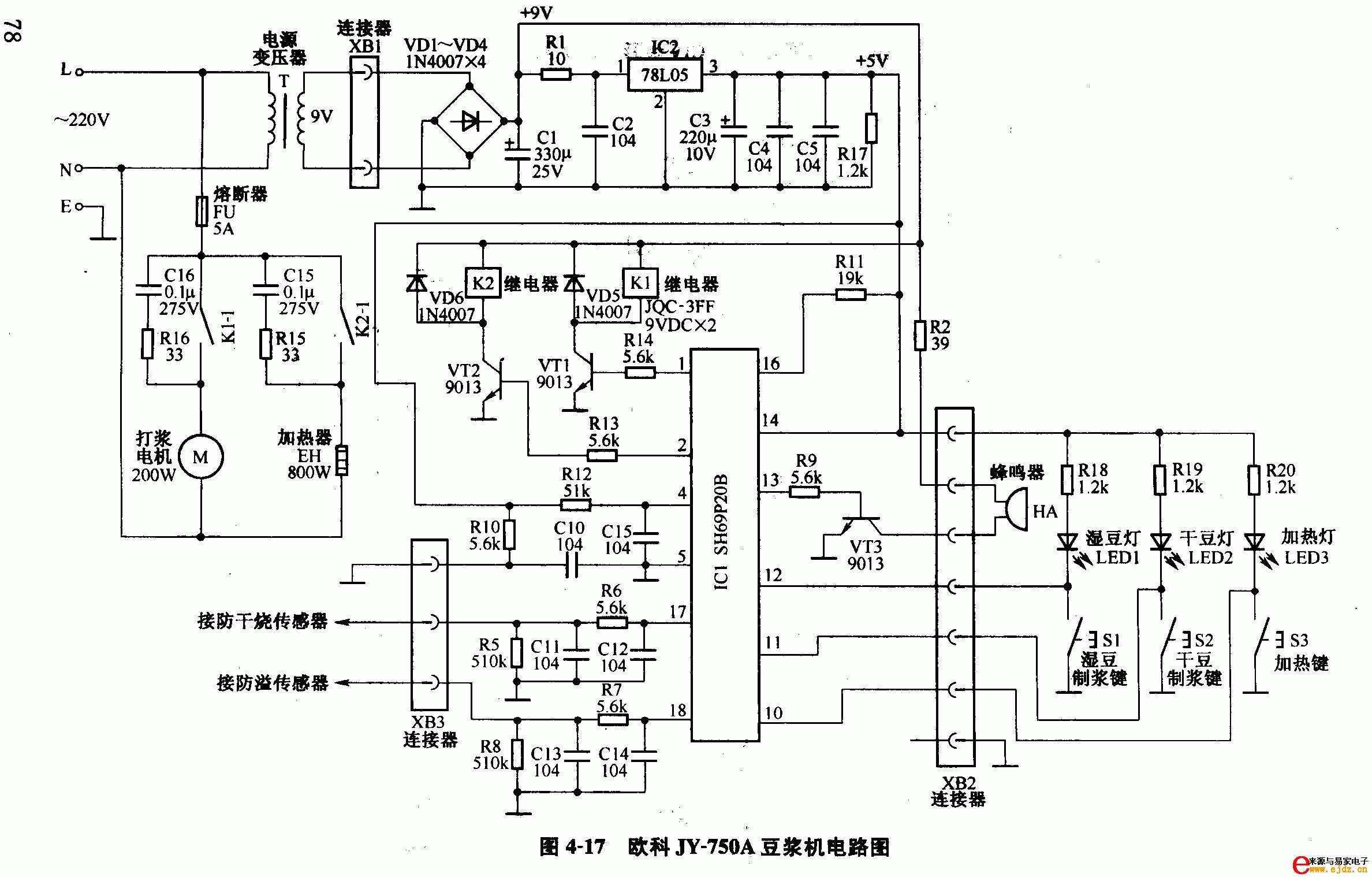 欧科JY-750A豆浆机电路图