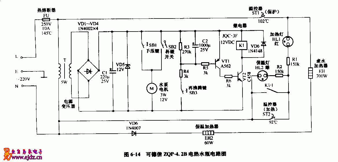 可德信，ZQP-4.2B,电热水瓶,电路图