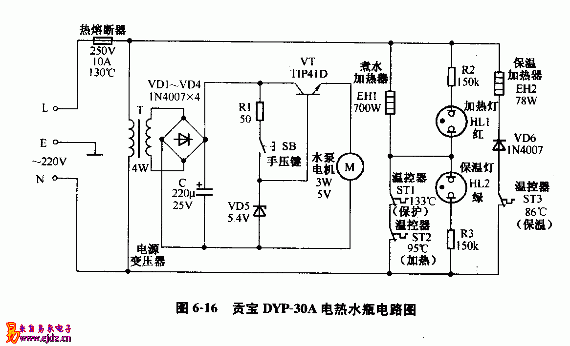 贡宝,DYP-30A,电热水瓶,电路图