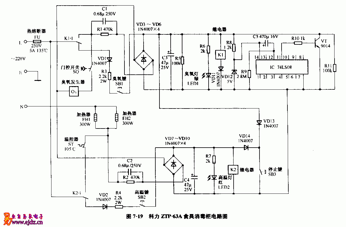 科力,ZTP-63A,食具消毒柜,电路图