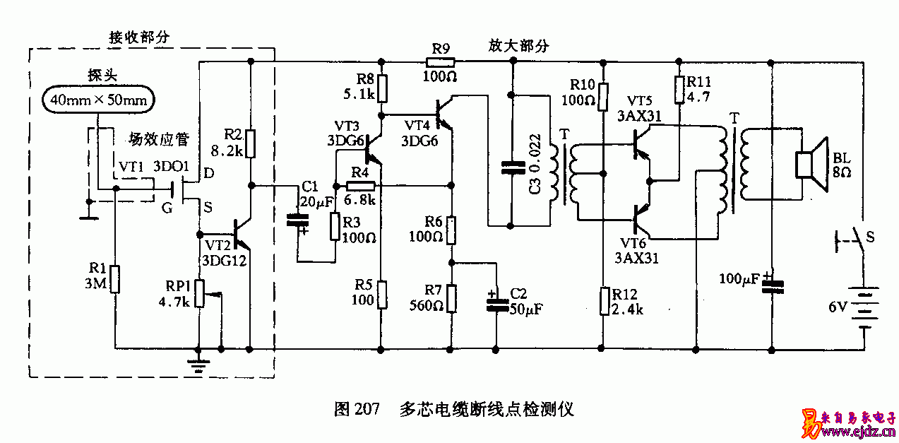 多芯电缆断线点检测仪电路图