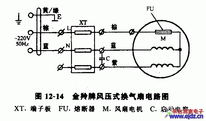 金羚牌风压式换气扇电路图