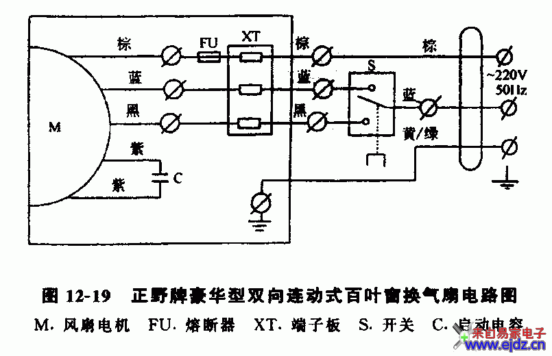 正野牌豪华型双向连动式百叶窗换气扇电路图