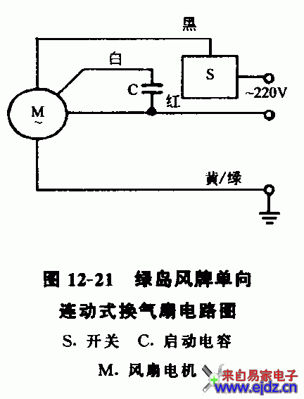 绿岛风牌单向连动式换气扇电路图