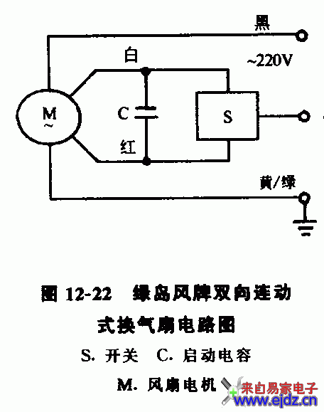 绿岛风牌双向连动式换气扇电路图