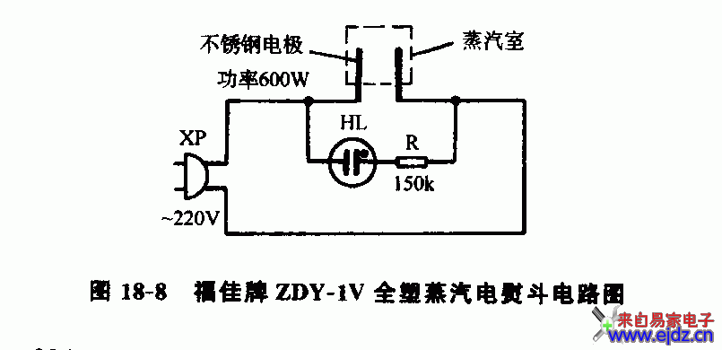 福佳牌ZDY-1V全塑蒸汽电熨斗电路图