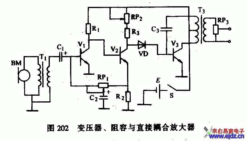 变压器、阻容与直接耦合放大器电路图