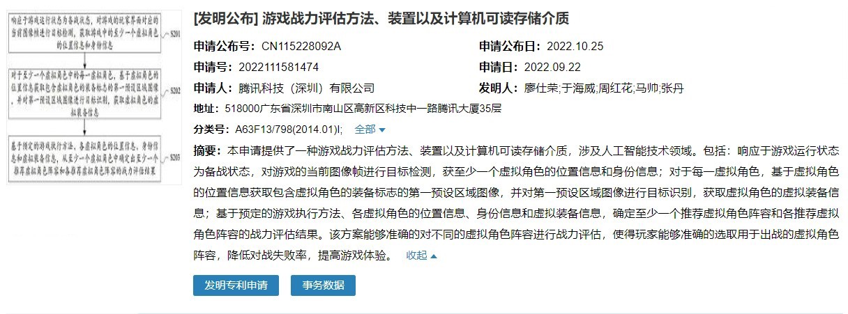 腾讯新专利曝光！全新游戏战力评估系统惊艳亮相！