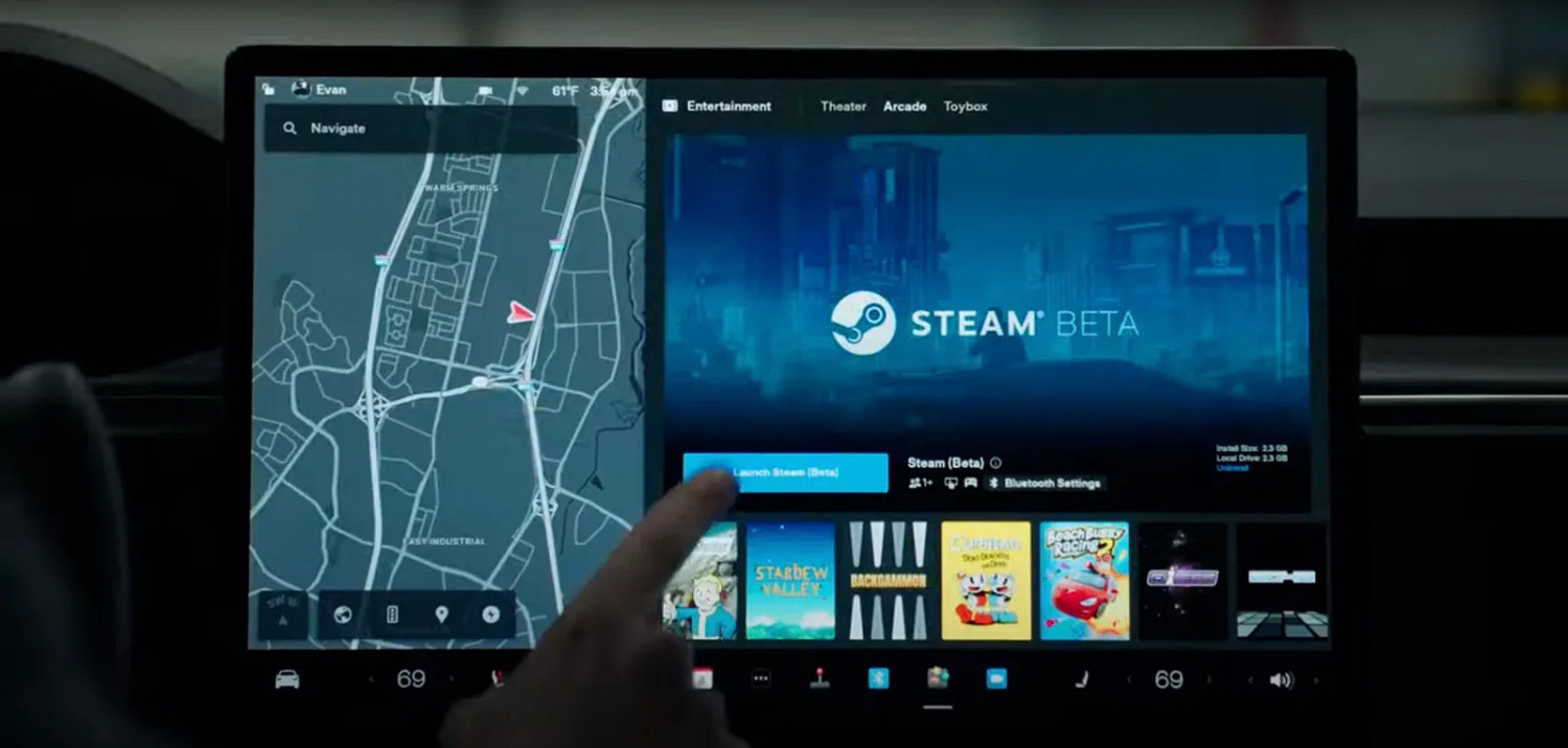 买车玩游戏？特斯拉可以装载Steam测试版