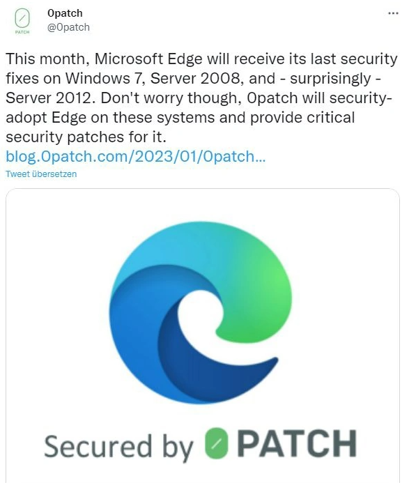 0patch确保在2025 年1月前：可继续提供Edge浏览器安全保护