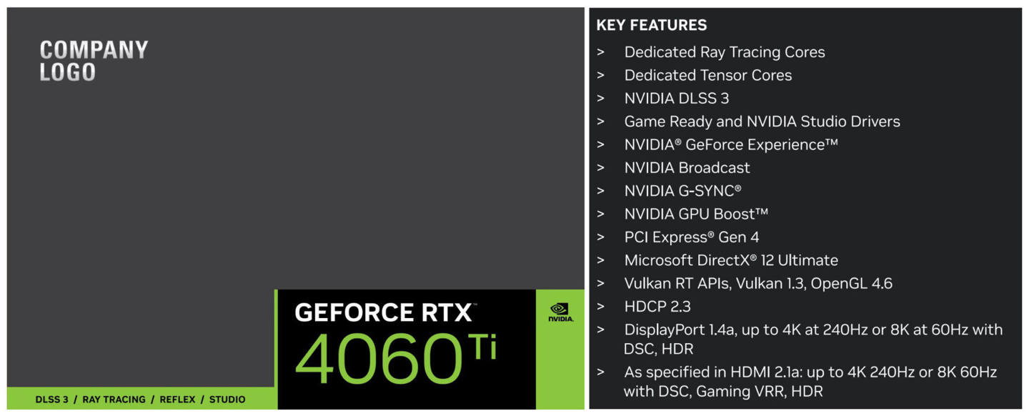 英伟达RTX 4060 Ti 最新资讯： 非公版桌面显卡曝光，8GB 显存