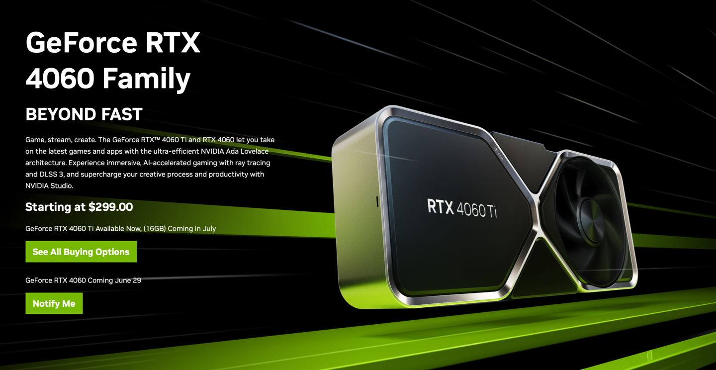 RTX 4060 显卡 6 月 29 日推出：国行售价2399 元