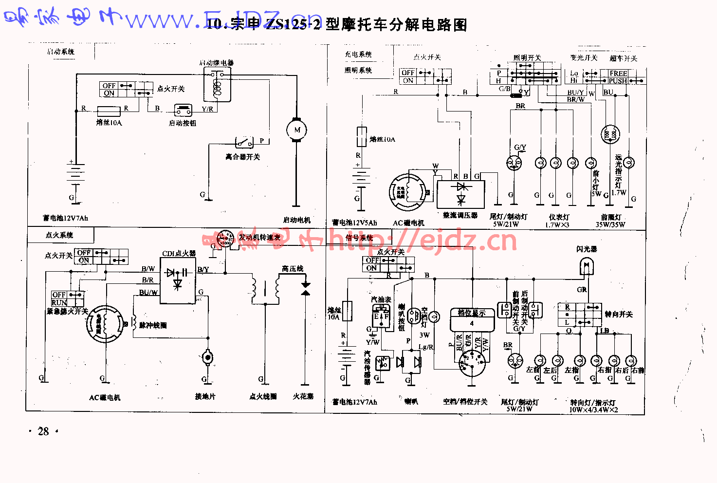 嘉陵JL50QT-9摩托车电路图