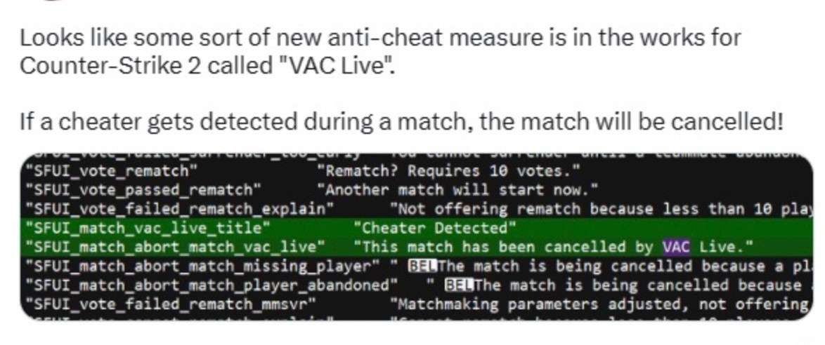 在《CS2》里当系统检测到作弊时，会直接关闭本局比赛
