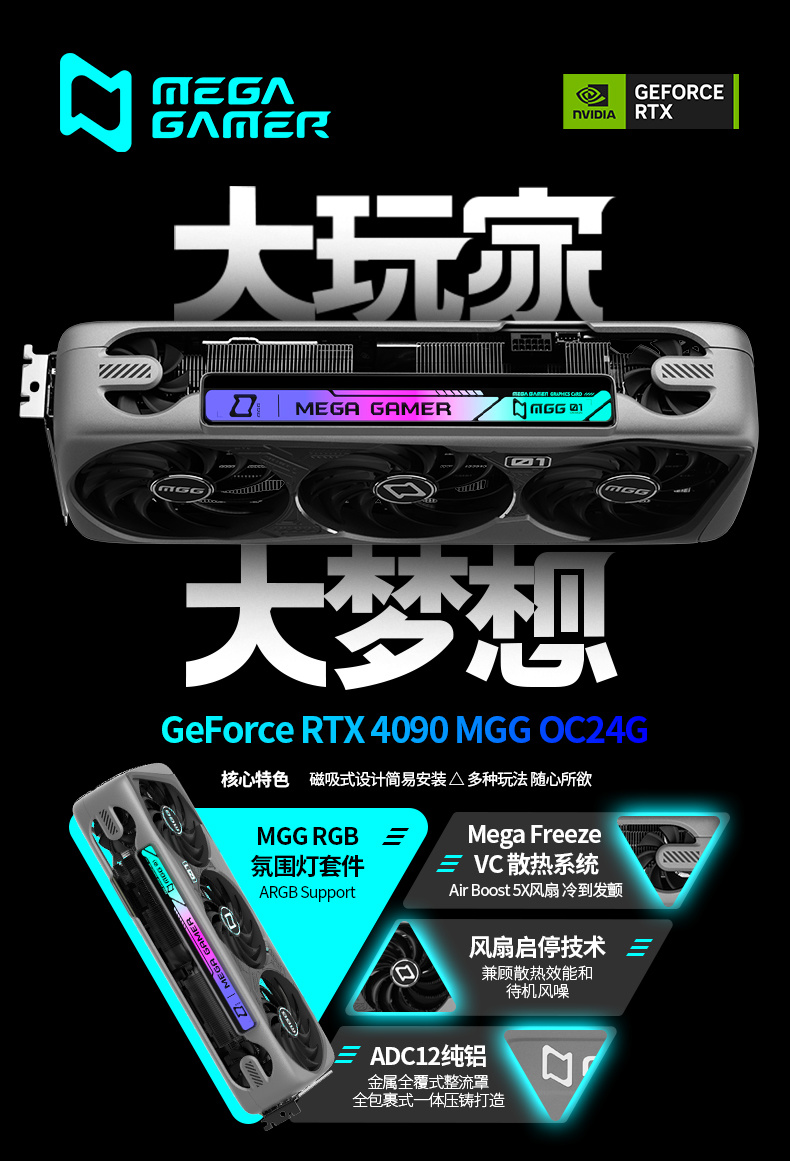 《铭瑄RTX 4090 MGG OC24G》显卡正式发售：提频至 2580MHz