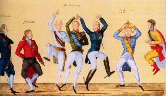 1815年9月26日，俄、普、奥三国在巴黎发表缔结“神圣同盟”