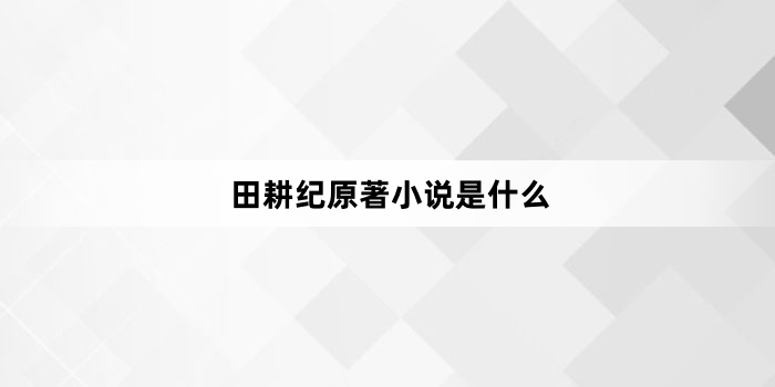 《田耕纪》原著小说是什么