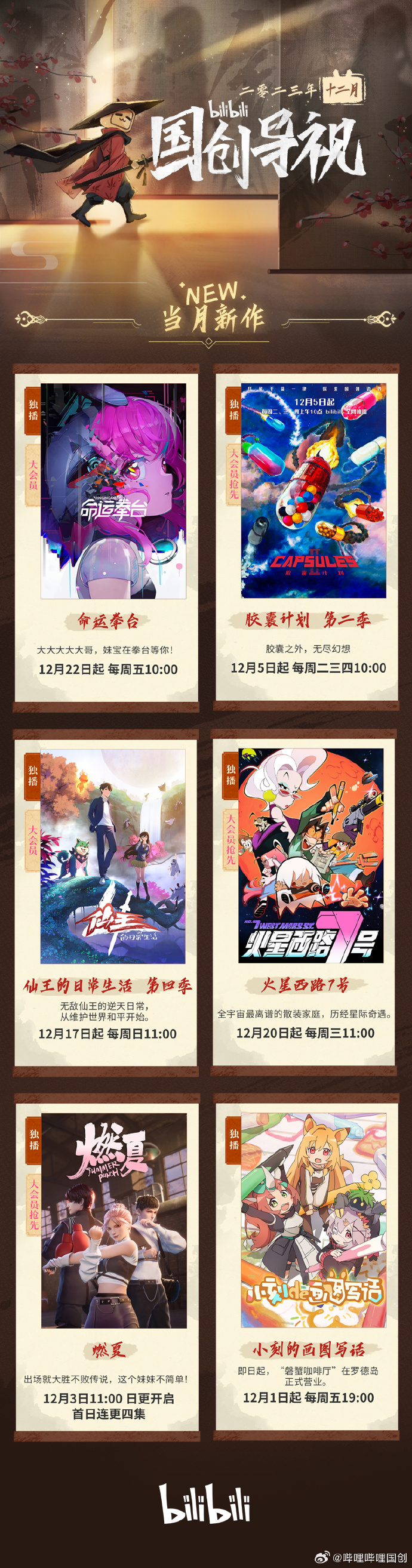 哔哩哔哩2023年12月国创导视