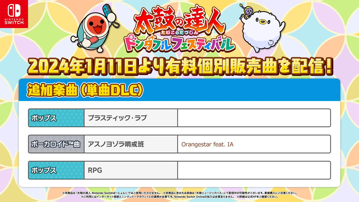 《太鼓达人：咚咚雷音祭》太鼓Pass将于1月11日加入新曲目