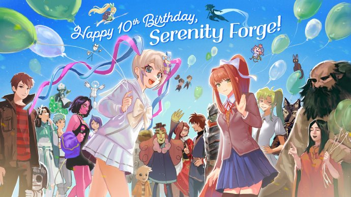 美国游戏开发商Serenity Forge公开10周年贺图，曾开发《心跳文学部Plus！》