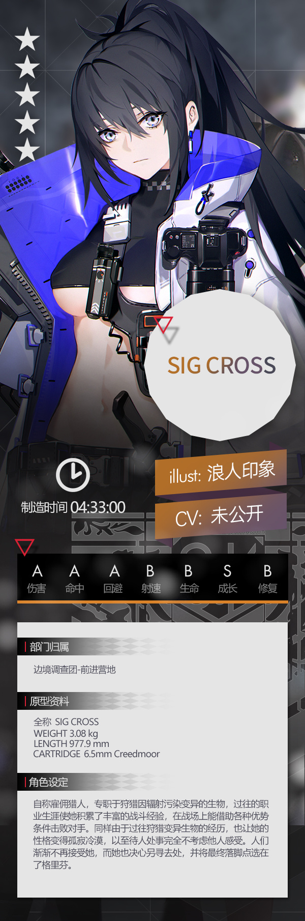 《少女前线》全新五星步枪人形「SIG CROSS」即将上线，专职狩猎的雇佣猎人