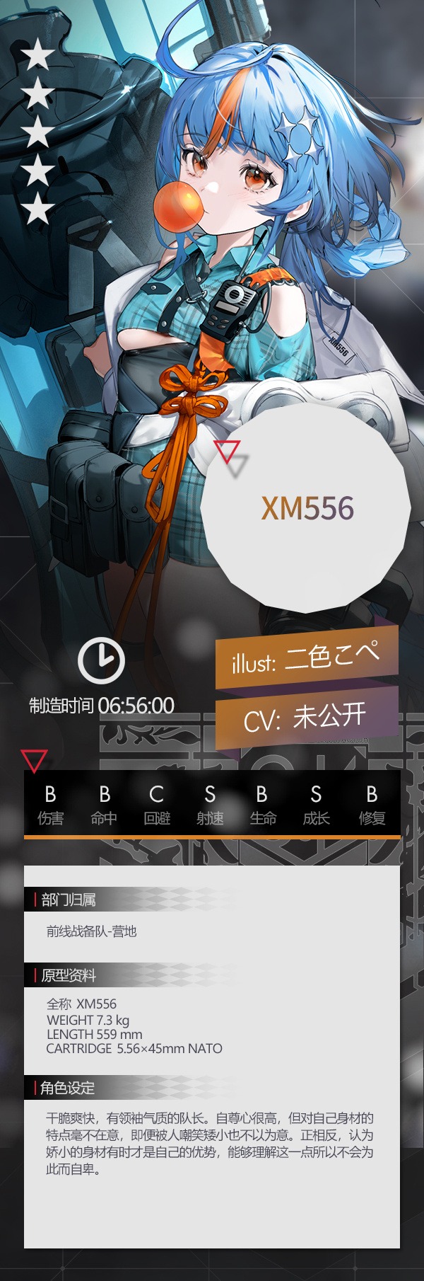 《少女前线》全新五星机枪人形「XM556」即将上线，有领袖气质的队长