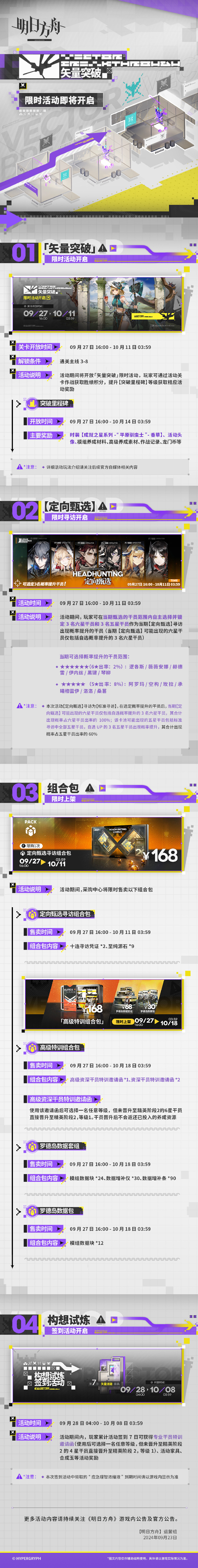 《明日方舟》「矢量突破」限时活动即将开启，【定向甄选】限时寻访开启