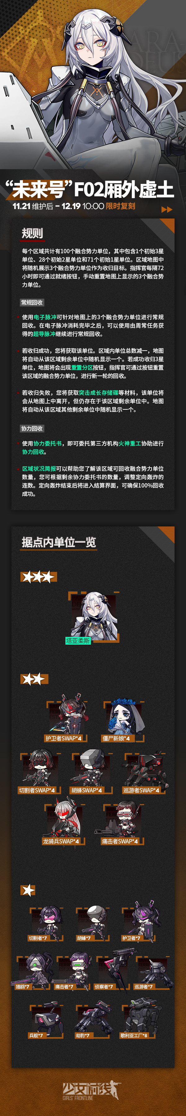 《少女前线》「“未来号”F02厢外虚土」即将开启，三星融合势力单位塔亚柔斯即将复刻