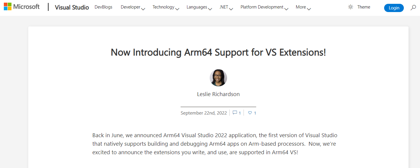 微软 Visual Studio 扩展更新：现已支持 Arm64！