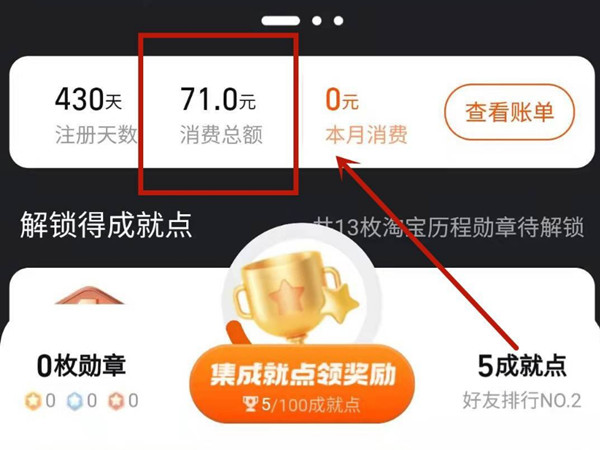 《淘宝》怎么查消费总金额