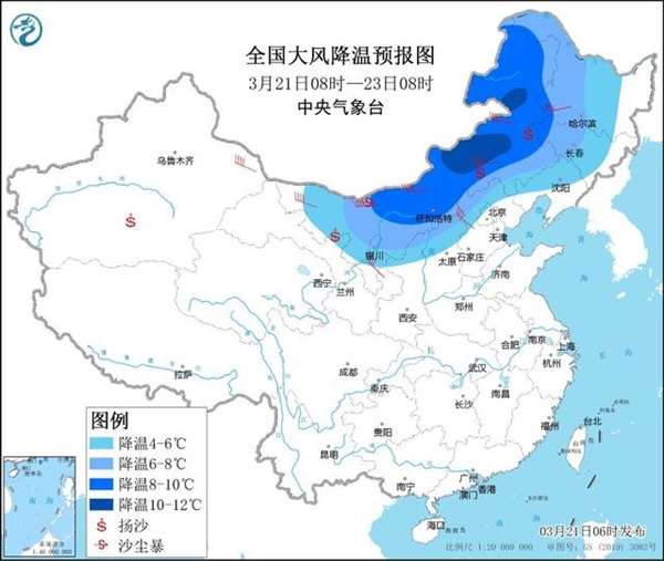 全国沙尘天气预报图，北方超10省沙尘暴黄色预警