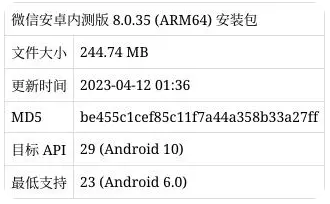 微信推送8.0.35测试版：放弃了Android 6.0以下的系统版本