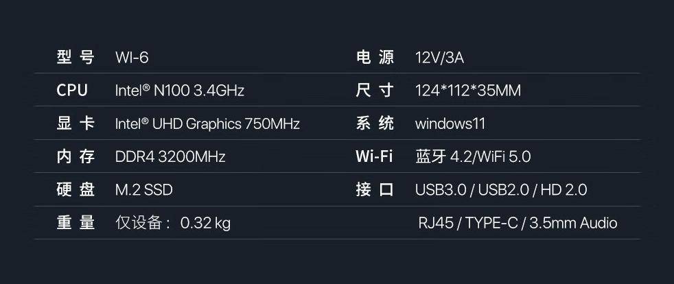 磐镭推出全新WI-6迷你主机：搭载第12代N100处理器，配备双HDMI接口，售价999元起